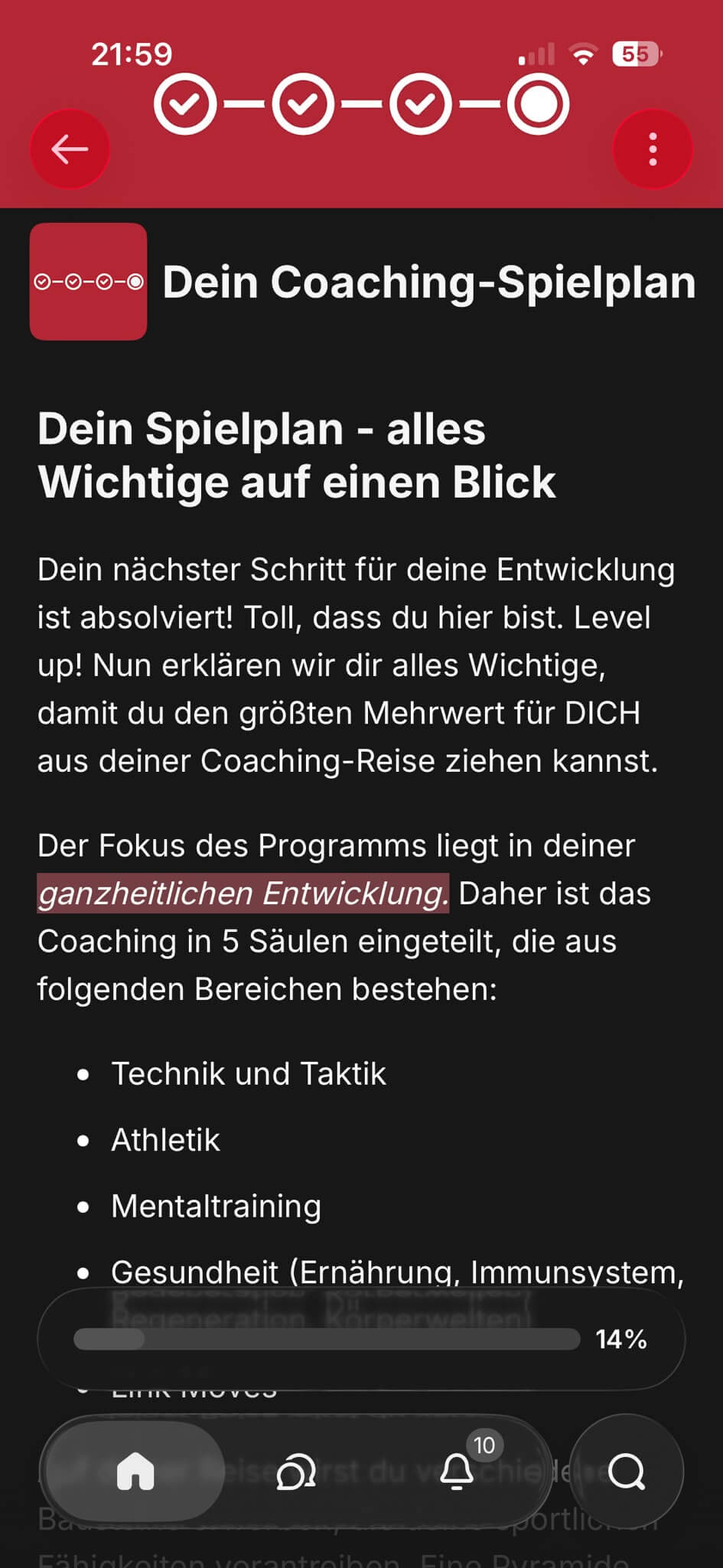 11Coaching App – Individueller Spielplan